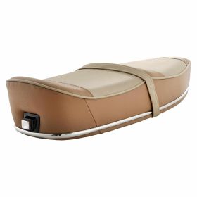 Siège rétro marron en beige RAL 8024 sans verrou avec sangle et bande chromée