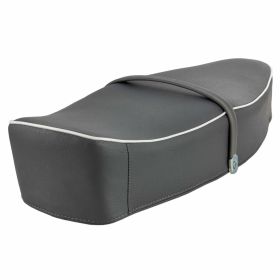Sella PREMIUM grigio topo RAL 7005 bordino bianco senza serratura con cinghia