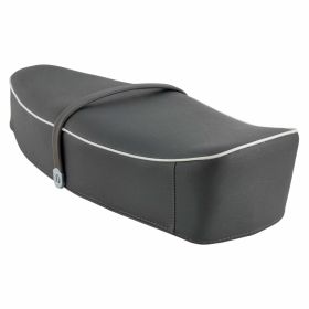 Sella PREMIUM grigio topo RAL 7005 bordino bianco senza serratura con cinghia