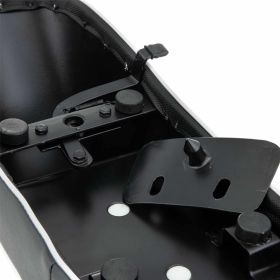 Ancelotti black sports saddle with white metal/plastic trim without lock