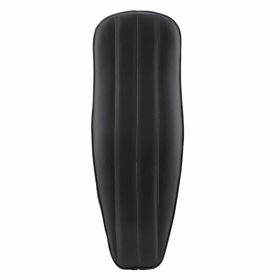 Black leather saddle with longitudinal stitching