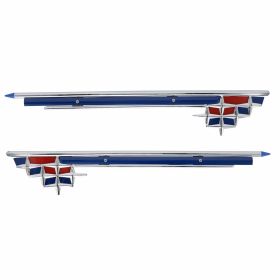 Perimetrali embellisher in metallo cromo blu e rosso per cofano sinistro e destro