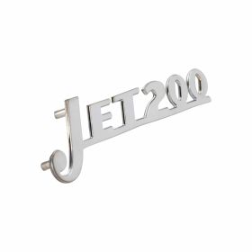 PREMIUM JET200 Badge in Chrome Metal 4-Pin Mounting 2.7 mm