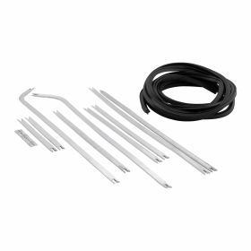 Set listelli pedana PREMIUM in alluminio e gomma argento/nero con profili angolari