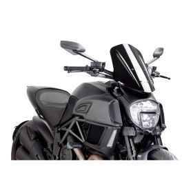 PUIG Adjustable Touring Windscreen Black ABE Approved for Ducati Diavel