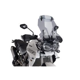 PUIG touring windshield with light smoke deflector for Triumph Tiger