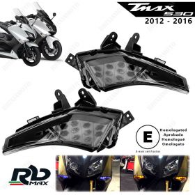 SMOKED FRONT LED BLINKERS INDICATORS RBMAX TMAX 530 '12-'16 APPROVED PLUG N PLAY