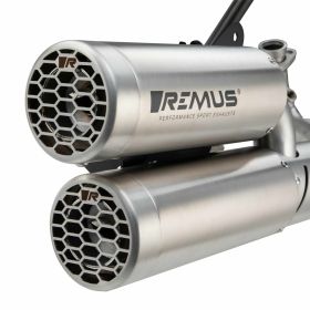 Silencieux double maille REMUS Racing en acier inoxydable complet sans catalyseur