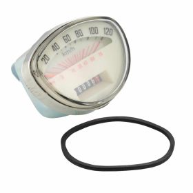REPRO TEILE Tachometer 120 km/h weiße Skala schwarze Zahlen verchromter Rahmen