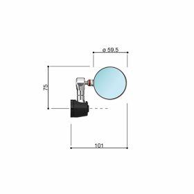 Miroir RIZOMA 57 mm en aluminium CNC anodisé noir approuvé