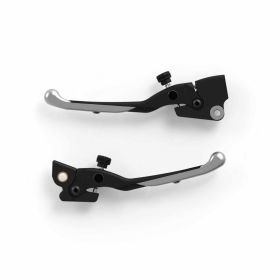 RIZOMA Sport Lever Set in CNC Aluminum Silver and Black for Motorcycles and Scooters