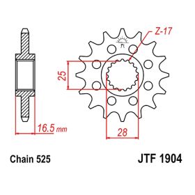 KETTEN RK 525ZXW VORNE 17 RITZEL 37 BKR