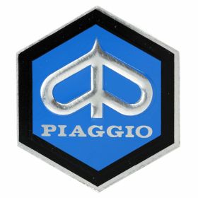 Blaues hexagonales PIAGGIO-Emblem 31x36 mm selbstklebendes Aluminium