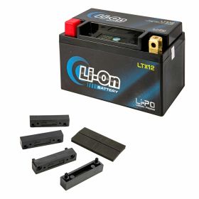 Batteria RMS Li-Ion 12V/10Ah nera 150x87x93 mm sostituisce YTX12-BX con spacer