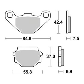 Paire de plaquettes de frein SBS 135HM en composé organique pour KYMCO AGILITY 4T R16 E3 125
