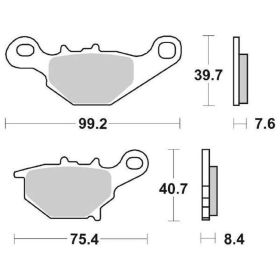 Jeu de plaquettes de frein SBS 820SI tout-terrain en composé fritté pour SUZUKI