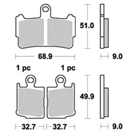 Jeu de plaquettes de frein avant SBS 869SP en composé fritté pour HONDA