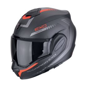 Casco modulare reversibile Scorpion EXO-TECH EVO CARBON Cosy nero rosso
