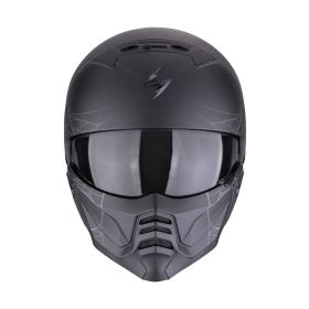Casco modulare Scorpion EXO-COMBAT II Spiderweb nero argento