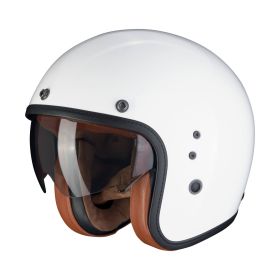 Casco jet cafe racer Scorpion EXO BELFAST EVO Luxe bianco lucido