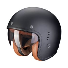 Casco jet cafe racer Scorpion EXO BELFAST EVO Luxe nero opaco