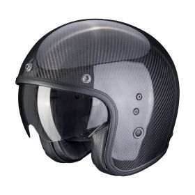 Casco jet cafe racer Scorpion EXO BELFAST EVO CARBON Solid nero lucido