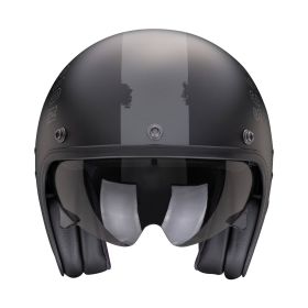 Casco jet cafe racer Scorpion EXO BELFAST EVO Spade nero opaco