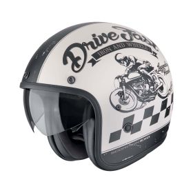 Casco jet cafe racer Scorpion EXO BELFAST EVO Drive Fast crema nero