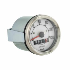 PRO SERIES Speedometer 120 km/h round 52 mm white with black digits and chrome bezel