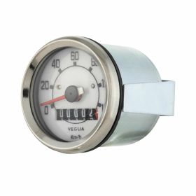 PRO SERIES Speedometer 120 km/h round 52 mm white with black digits and chrome bezel