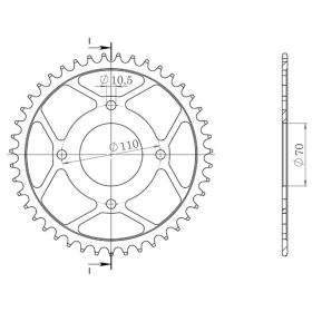 CORONA IN ACCIAIO PASSO 520 - Z 44 DENTI (DIS.10310)
