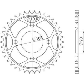 CORONA IN ACCIAIO PASSO 530 - Z 38 DENTI (DIS.10401)
