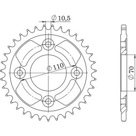 CORONA IN ACCIAIO PASSO 520 - Z 36 DENTI (DIS.10406)