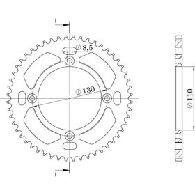 CORONA IN ALLUMINIO PASSO 428 - Z 54 DENTI (DIS.11111)