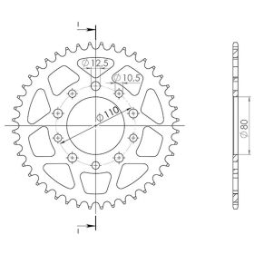 CORONA IN ALLUMINIO PASSO 525 - Z 40 DENTI (DIS.11504)