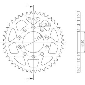 CORONA IN ALLUMINIO PASSO 530 - Z 42 DENTI (DIS.11508)