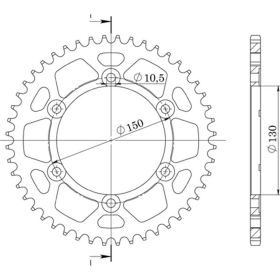 CORONA IN ALLUMINIO PASSO 530 - Z 43 DENTI (DIS.13801)