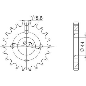 CORONA IN ACCIAIO PASSO 520 - Z 22 DENTI (DIS.14110)