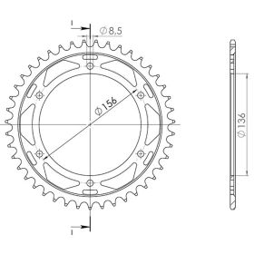 CORONA IN ACCIAIO PASSO 525 - Z 43 DENTI (DIS.14806)