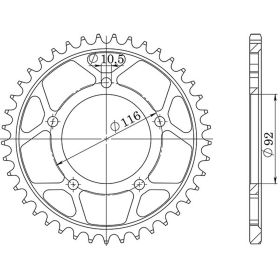 CORONA IN ACCIAIO PASSO 530 - Z 42 DENTI (DIS.16702)