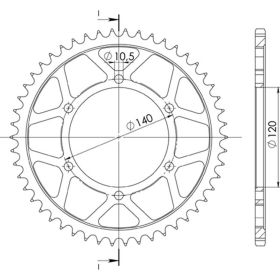 CORONA IN ALLUMINIO PASSO 525 - Z 40 DENTI (DIS.17605)