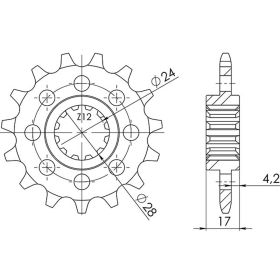PIGNONE PASSO 520 - Z 14 DENTI (DIS.20511)