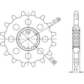 PIGNONE PASSO 525 - Z 16 DENTI (DIS.21609)
