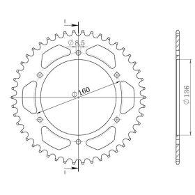CORONA IN ALLUMINIO PASSO 520 - Z 45 DENTI (DIS.35404)