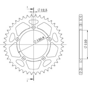 CORONA IN ALLUMINIO PASSO 525 - Z 46 DENTI (DIS.36700)