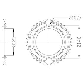 CORONA IN ACCIAIO PASSO 530 - Z 40 DENTI (DIS.44800)