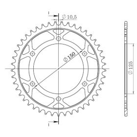 CORONA IN ALLUMINIO PASSO 525 - Z 42 DENTI (DIS.45501)