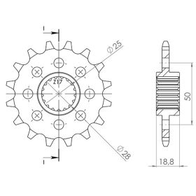 PIGNONE PASSO 525 - Z 16 DENTI (DIS.61600)