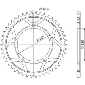 CORONA IN ACCIAIO PASSO 530 - Z 44 DENTI (DIS.86603)