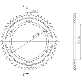 CORONA IN ALLUMINIO PASSO 530 - Z 43 DENTI (DIS.87601)